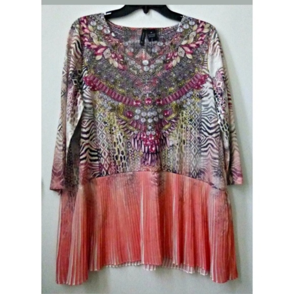 new directions Tops - New Directions Top Tunic Pink Size M Rhinestones